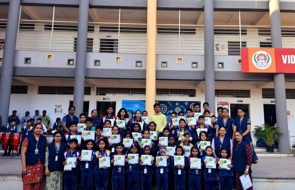 Students participating in Yoga Day activities at Vidyaniketan English Medium School